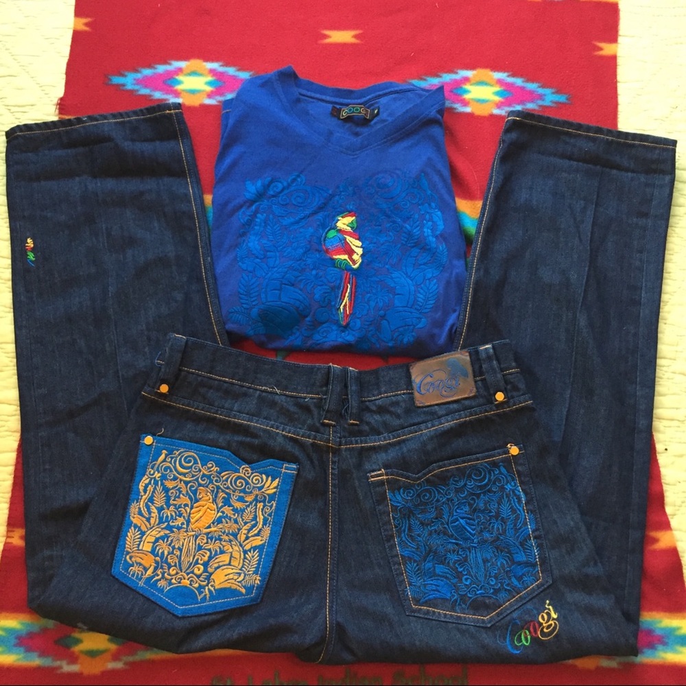 Bundle Coogi Parrot Embroidery Jeans+ Coogi Shirt